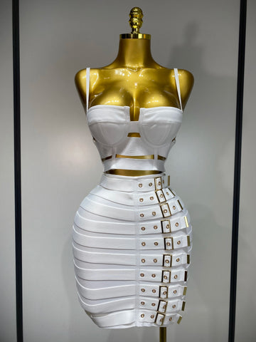 Women Sexy Cut Out Mini Bodycon Bandage Skirt Two Piece Set Celebrity High Streeet Evening Birthday Club Party Outfits