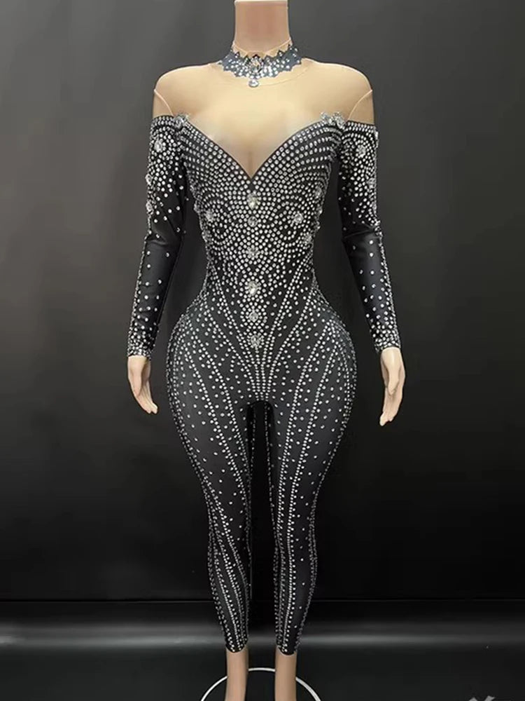 Hot Stamping Color Blocked Elastic Jumpsuit New Fashion Custom Women'S Clothing