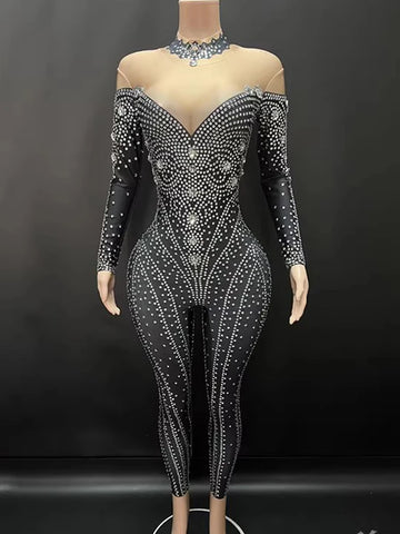 Hot Stamping Color Blocked Elastic Jumpsuit New Fashion Custom Women'S Clothing