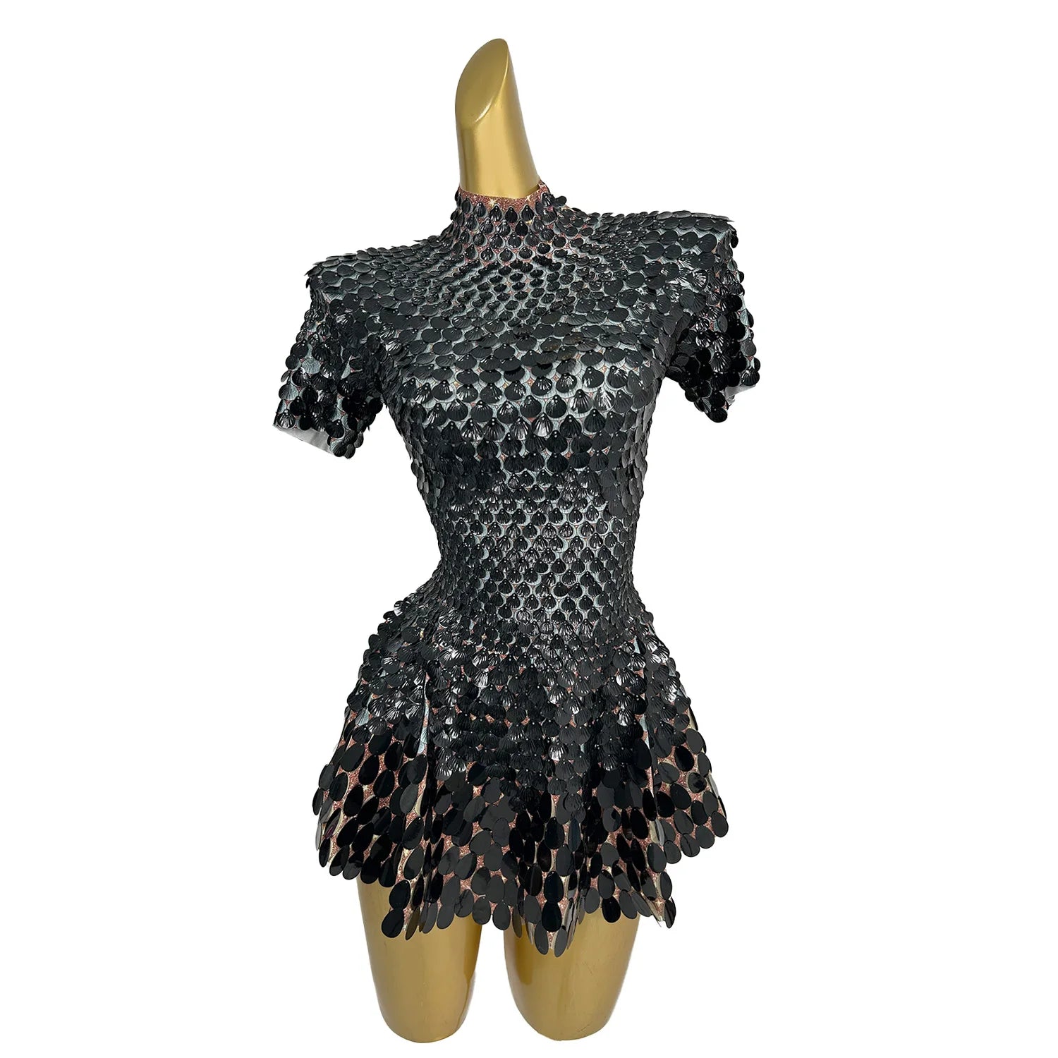 Black Glitter Sequins Birthday Party Gown Short Dress Dancer Stage Wear Women Sexy Mini Club Dress Festival Outfit