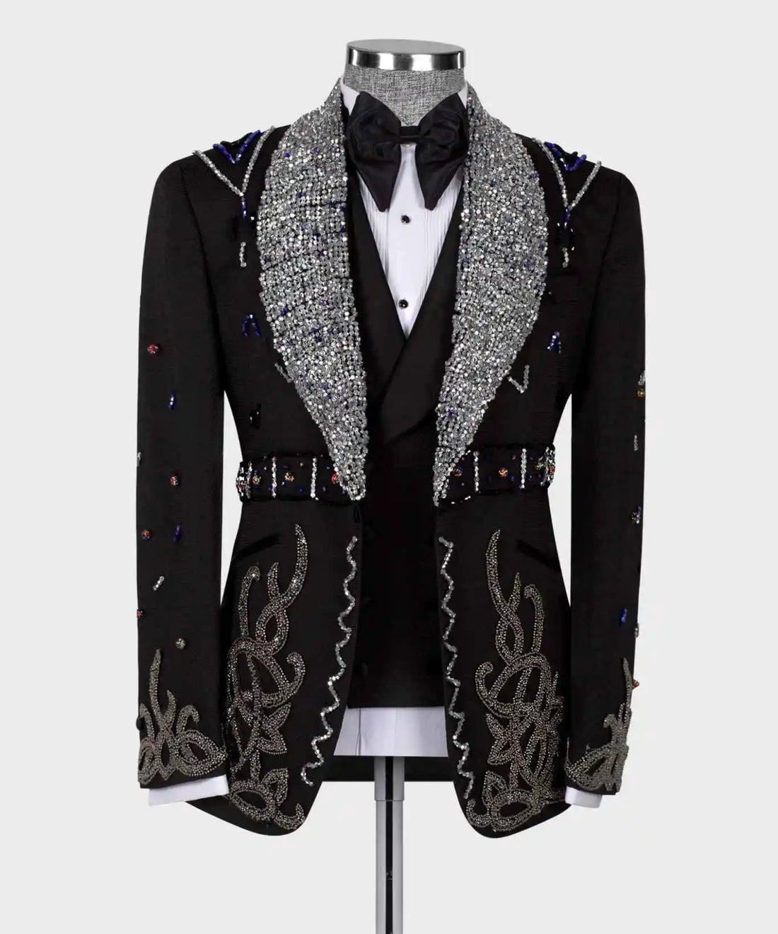 Exquisite Man Tuxedos Crystal Beaded 2 Pcs Jacket Pants Wedding Suit Luxury Shawl Lapel Evening Groom Party Outfits Customized