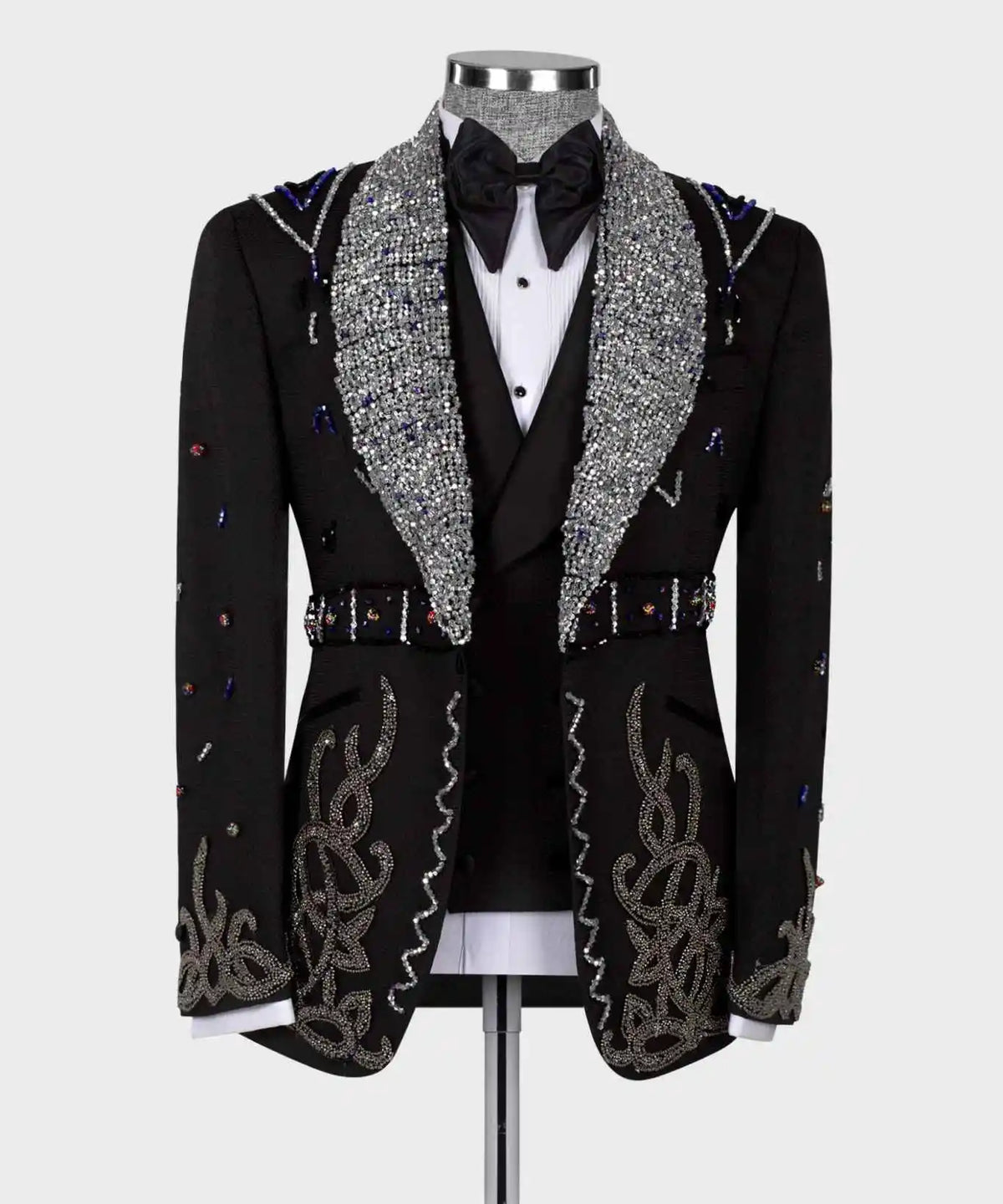 Exquisite Man Tuxedos Crystal Beaded 2 Pcs Jacket Pants Wedding Suit Luxury Shawl Lapel Evening Groom Party Outfits Customized