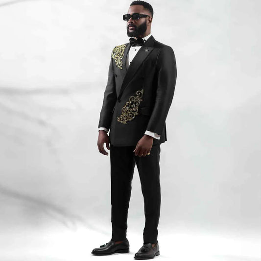 Customized Luxury Metal Embellished  2 Pieces Sets Men Suits High End Wedding Blazers Outfit Slim Groom Tuxedos Ropa Hombre