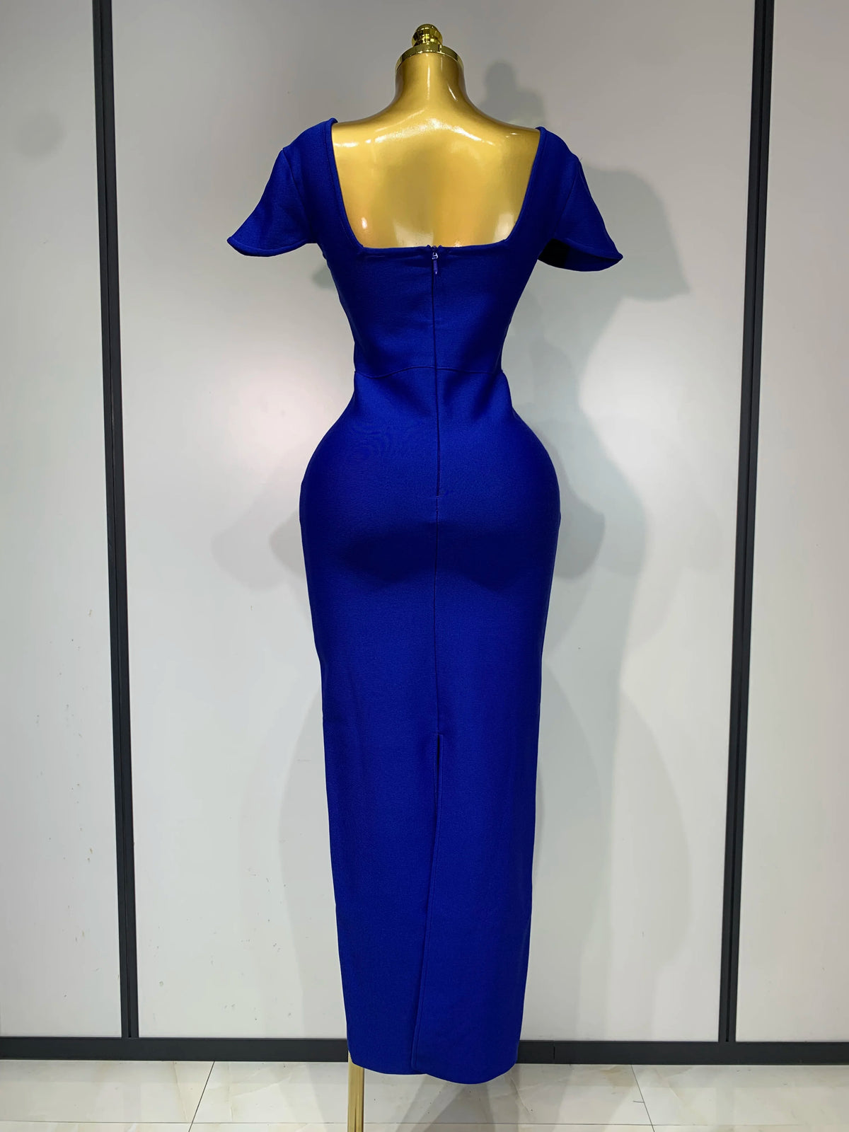 Celebrity Elegant Bandage Long Party Dress Women Sexy Square Collar Stretch Evening Prom Gown Club Luxury Birthday Dresses