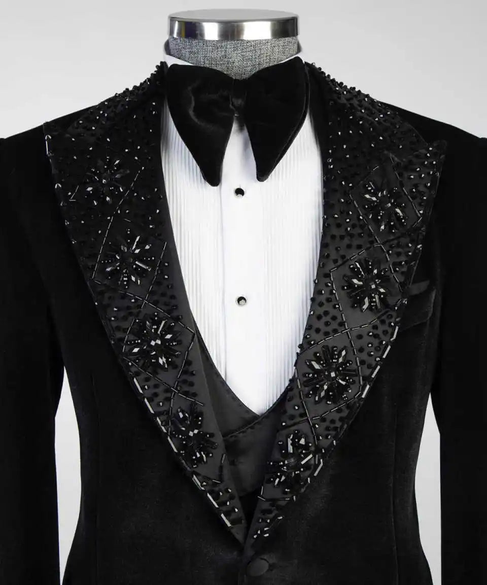 Velvet Wedding Tuxedos 1 Pcs Jacket Peaked Lapel Men Suits Fashion Single Breasted Groom Wear Party Suit Customized