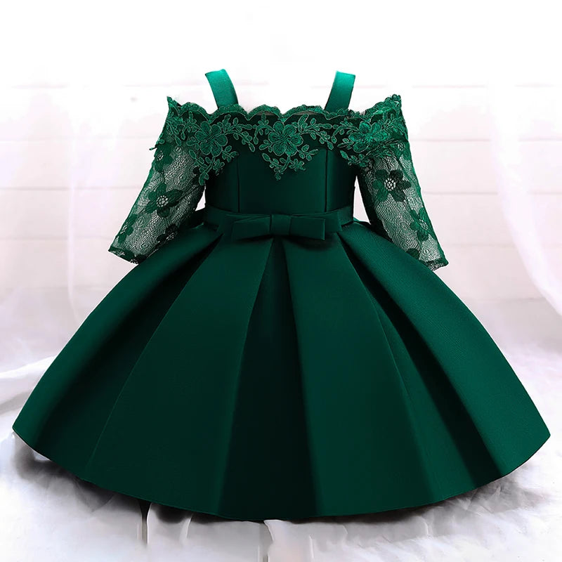 Robe de Noël pour bébé fille, tenue de baptême, de princesse, de fête, manches en dentelle, pour tout-petit, pour anniversaire de 1 an, robe de mariage
