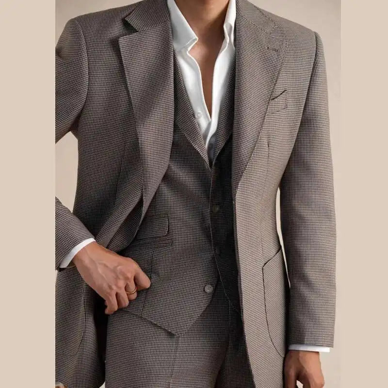 Costume 3 pièces à double boutonnage, tenue décontractée et formelle, élégant, en laine, de luxe, pour homme, gentleman britannique