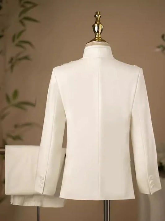 5PCS Children's Host Performance Suit Sequin Design Kids Wedding Birthday Party Evening Gown Boys Catwalk Blazer Sets