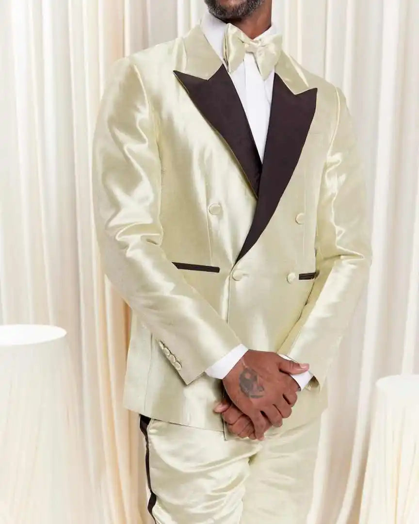 Gorgeous Wedding Tuxedos 2 Pcs Jacket Pants Men Suit Classic Fit Double Breasted Male Outfits Evening Party  Customized