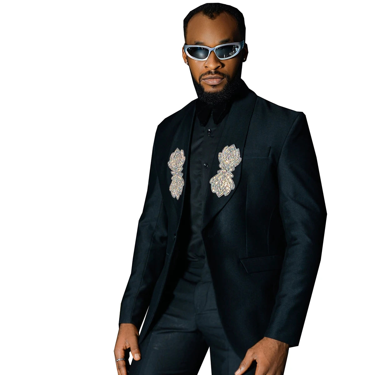 Elegant Men Suits Shawl Lapel Tailor-Made 2 Pieces Set Jacket Blazer One Button Groom Customized Coat Black Pants