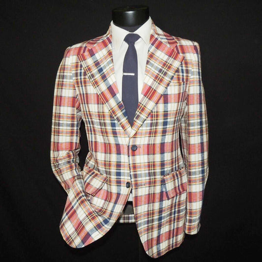 Plaid Men Wedding Coat Notched Lapel Tuxedos Slim Fit Groom Wear Business Office Blazer Only One Jacket