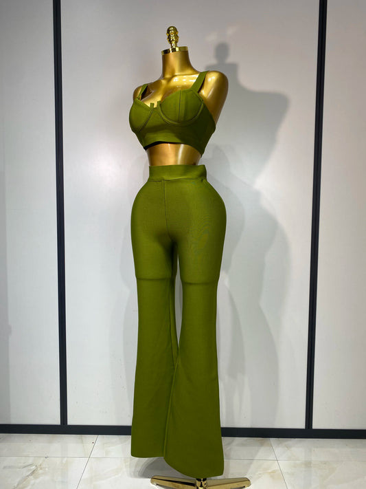 Women Sexy Bandage Crop Top Pant Set Evening Party Club Luxury Birthday High Street Fashion Elegant Luxury Birthday Outfit