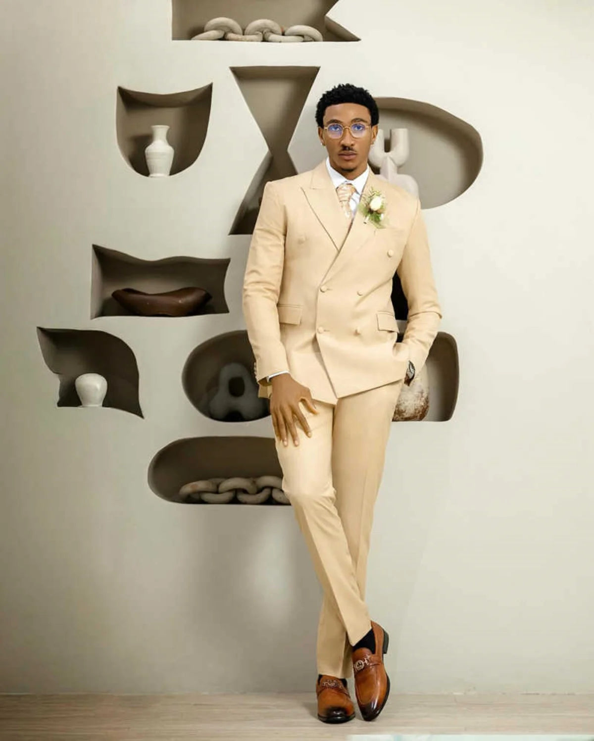 High Quality Men's Suits 2 Piece Jacket Pants Double Breasted Peaked Lapel Formal Blazer Formal Business Occasion Customized