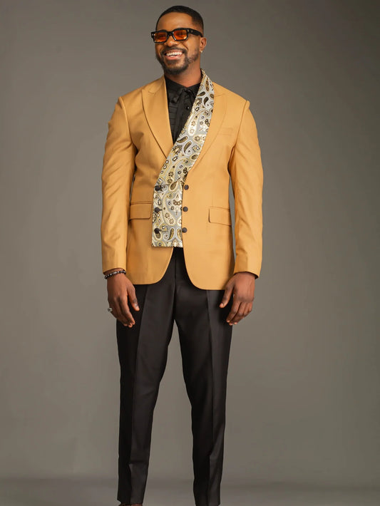 Retro Men’s Suit Peaked Lapel Tailor-Made Jacquard Jacket 2 Pieces Set Blazer Double Breasted Groom Customized Coat Black Pants