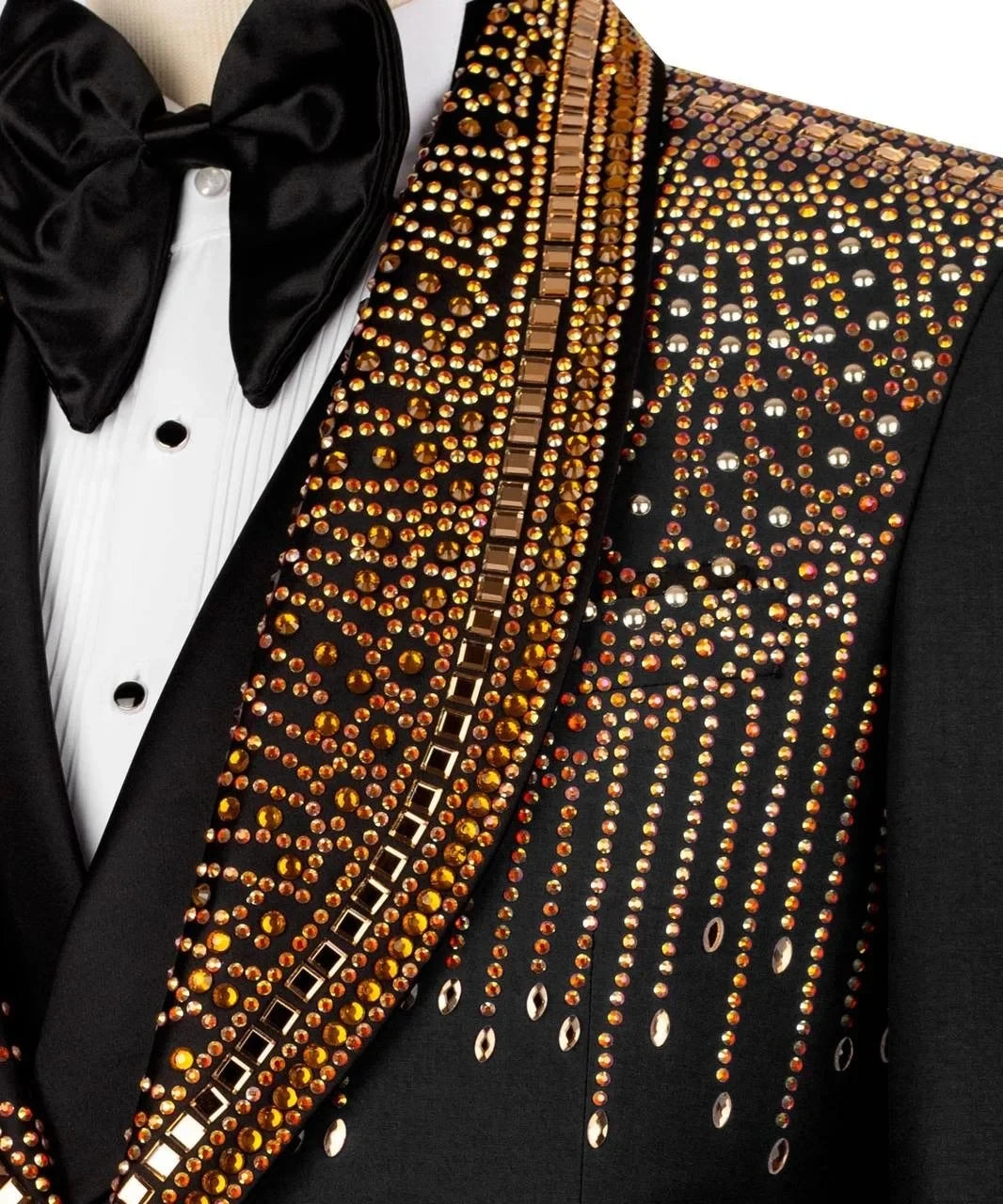 Luxury Beads Men Suits 2 Piece Peaked Lapel Single Breasted Wedding Groom Tuxedos Slim Fit Formal Prom Blazer Custom Made