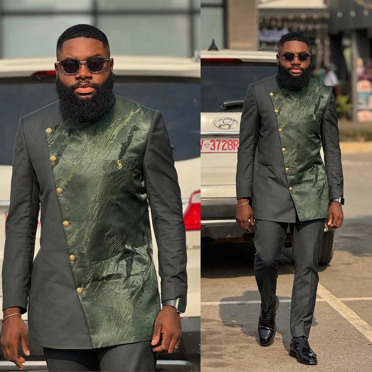 Muslim Men Suits Tailor-Made 2 Pieces Jacquard Jacket Evening Prom Party Blazer The Middle East Groom Customized Coat Pants