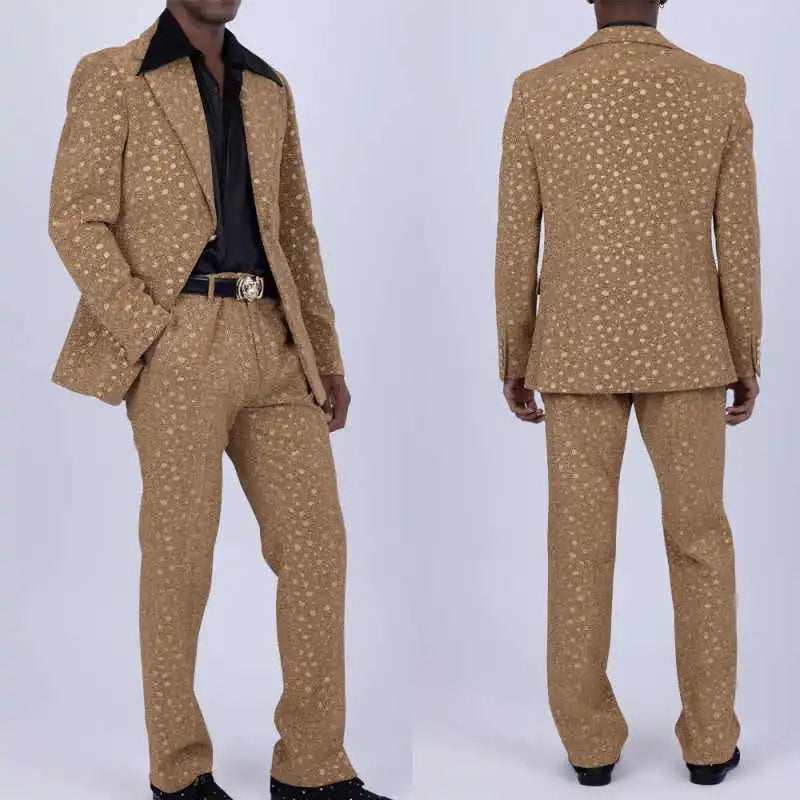 Jacquard Men Suits 2 Piece Blazer Pant Single Breasted Notch Lapel Formal Occasions Party Customized Ropa Hombre