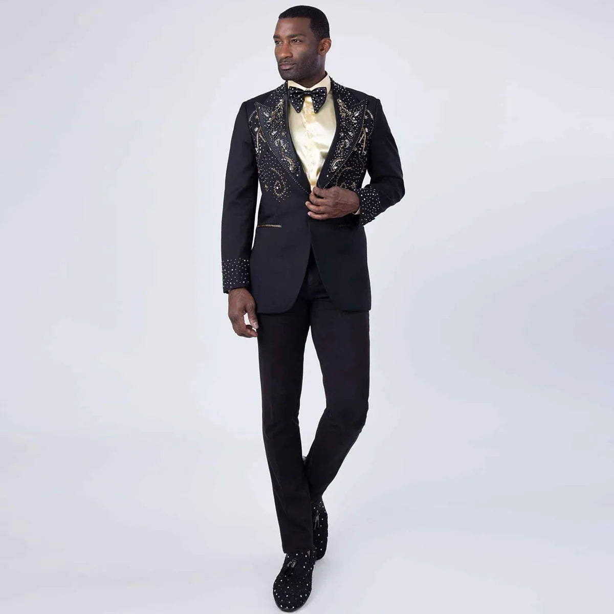 Customized Elegance Rhinestone Men Suits 2 Piece Sets Party Blazer Slim Fit Diamond High Quality Formal Groom Tuxedos