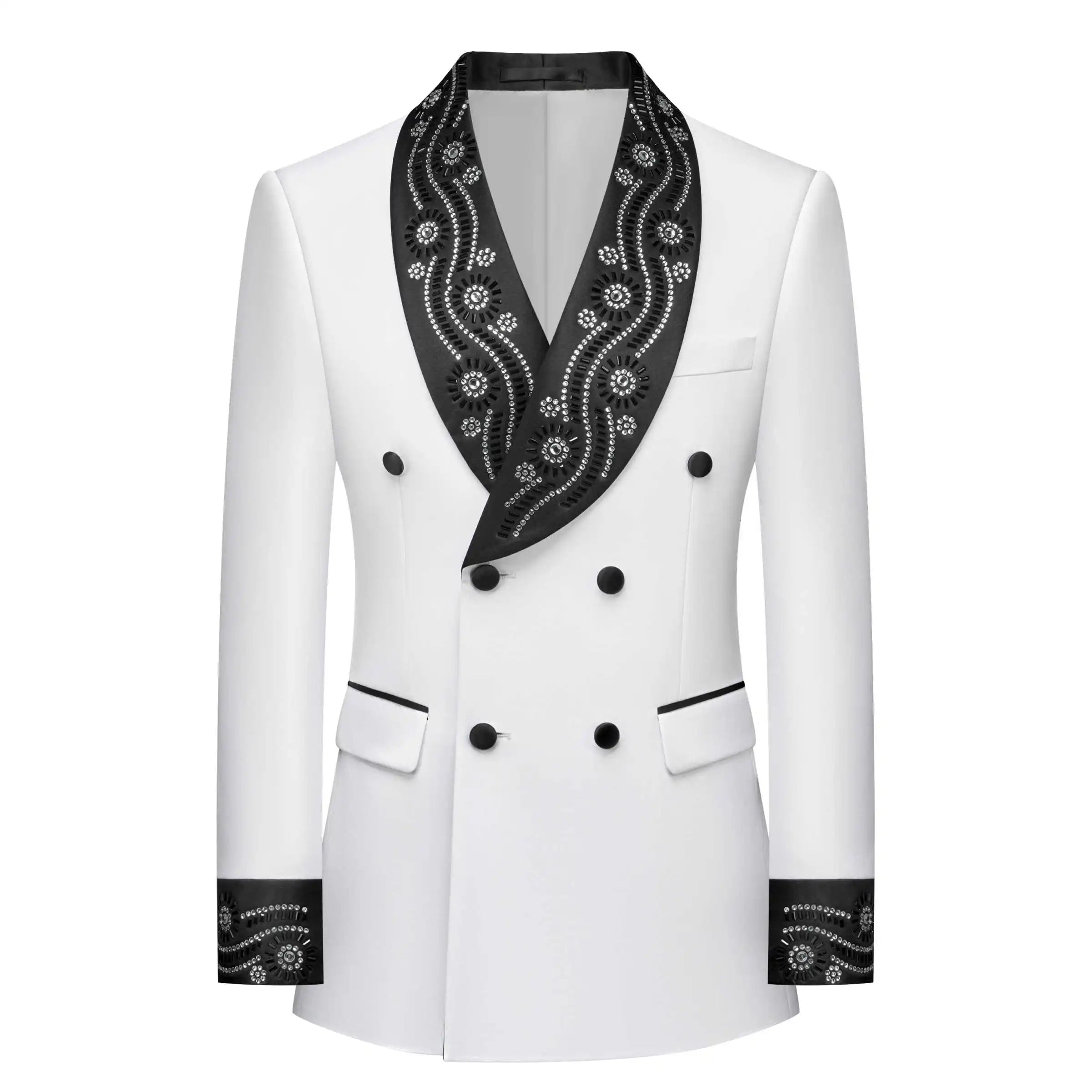 Luxury Men's Suits One Piece Double Breasted Slim Fit Peak Lapel Groom Blazers Wedding Tuxedos Customized Trajes Para Hombre