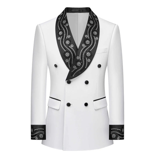 Luxury Men's Suits One Piece Double Breasted Slim Fit Peak Lapel Groom Blazers Wedding Tuxedos Customized Trajes Para Hombre
