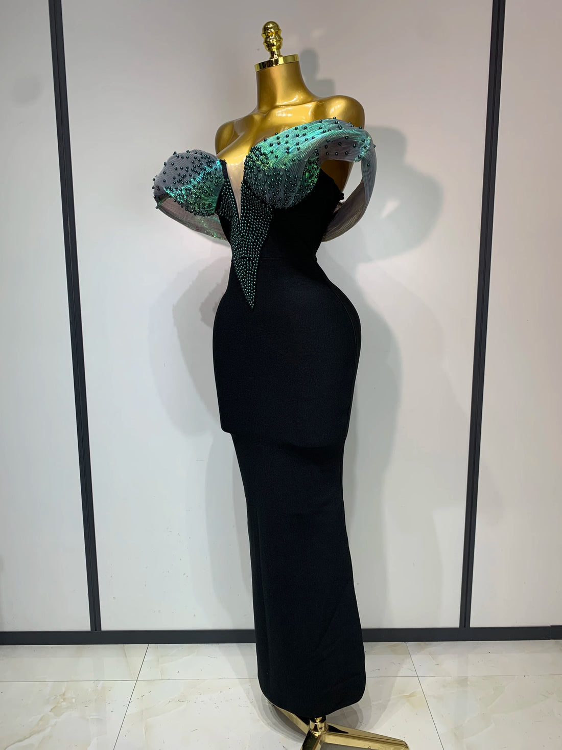 Women Celebrity Sexy Off Shoulder Beading Bodycon Maxi Long Bandage Dress Elegant Evening Club Party Luxury Birthday Outfit