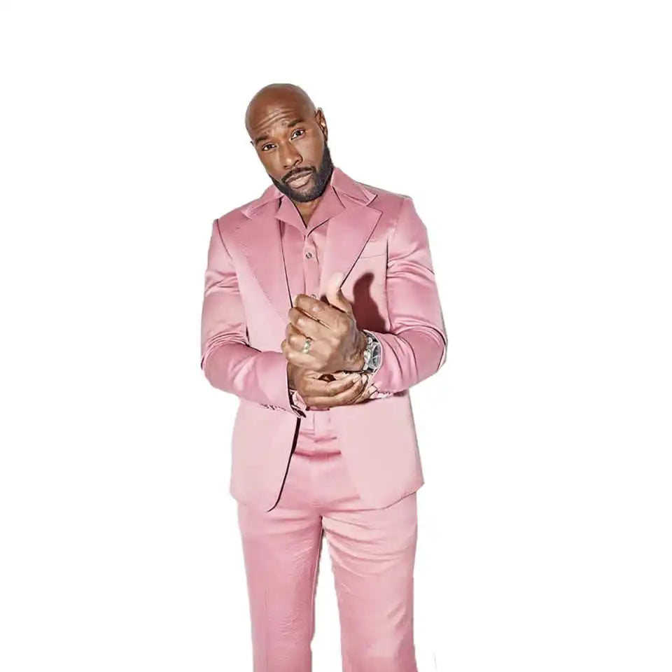 Bright Wedding Tuxedos  2 Pcs Notched Lapel Groom Suit Trim Fit Single Breasted Jacket Pants Evening Party Outfits Customized