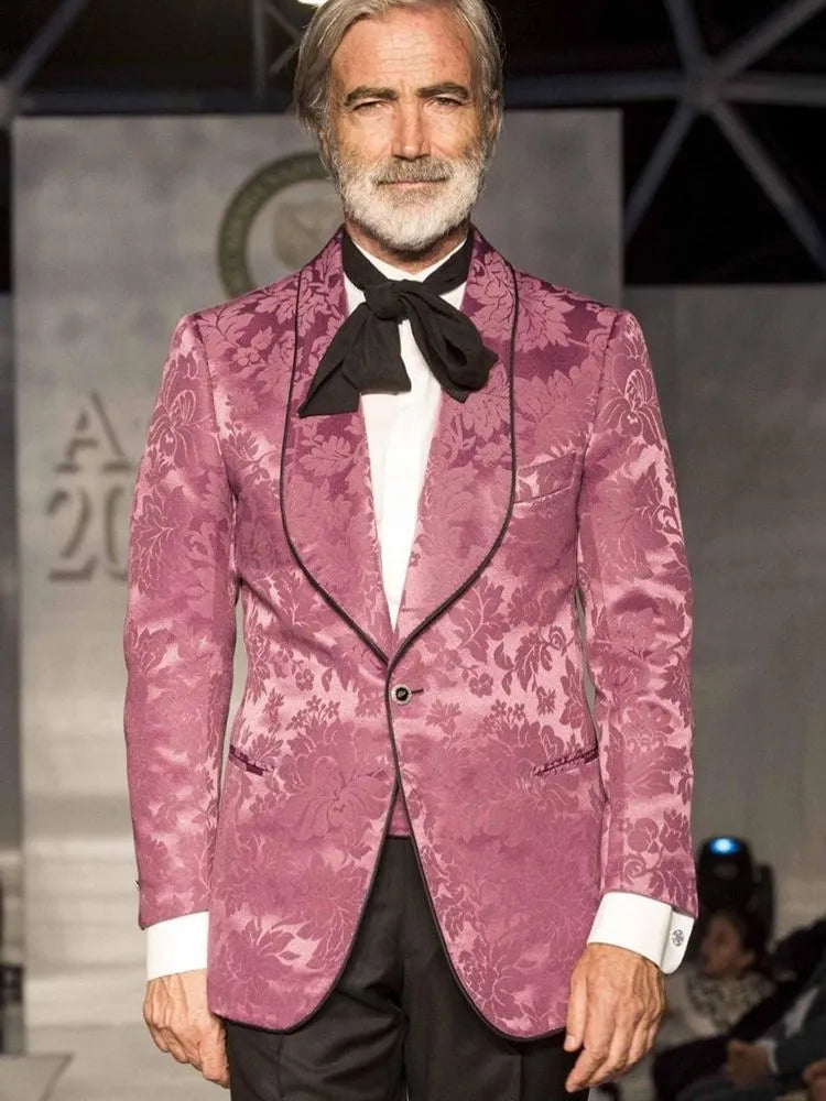 Wedding Men's Light Purple Jacquard Suit Custom Party/Prom/Business Casual Tuxedo Slim Fit Luxury Clothing 2 Piece