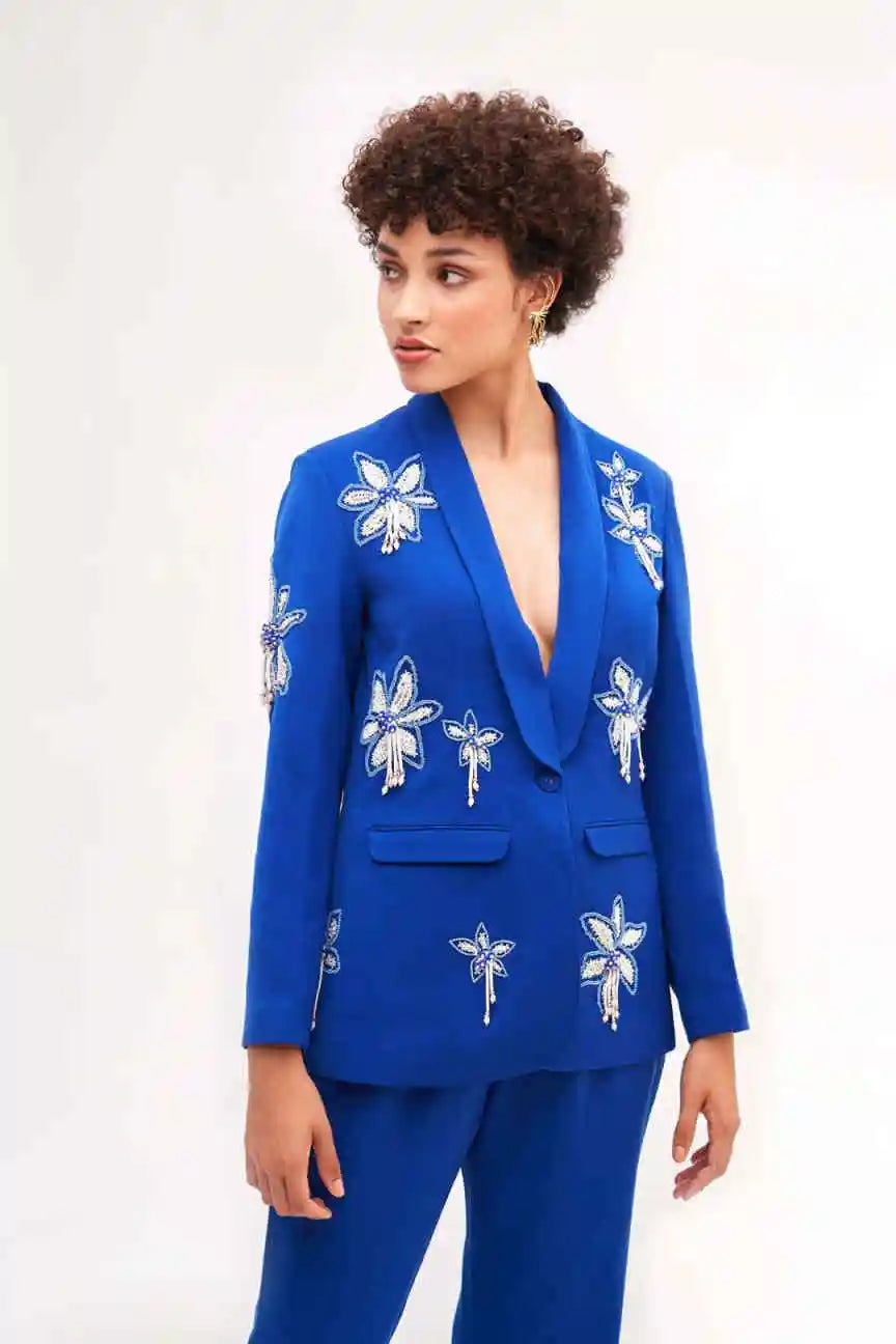Fashion Customized 2 Pieces Women Suits Crystal Beadeds Office Ladies Work Classic Fit Birthday Party Outfits
