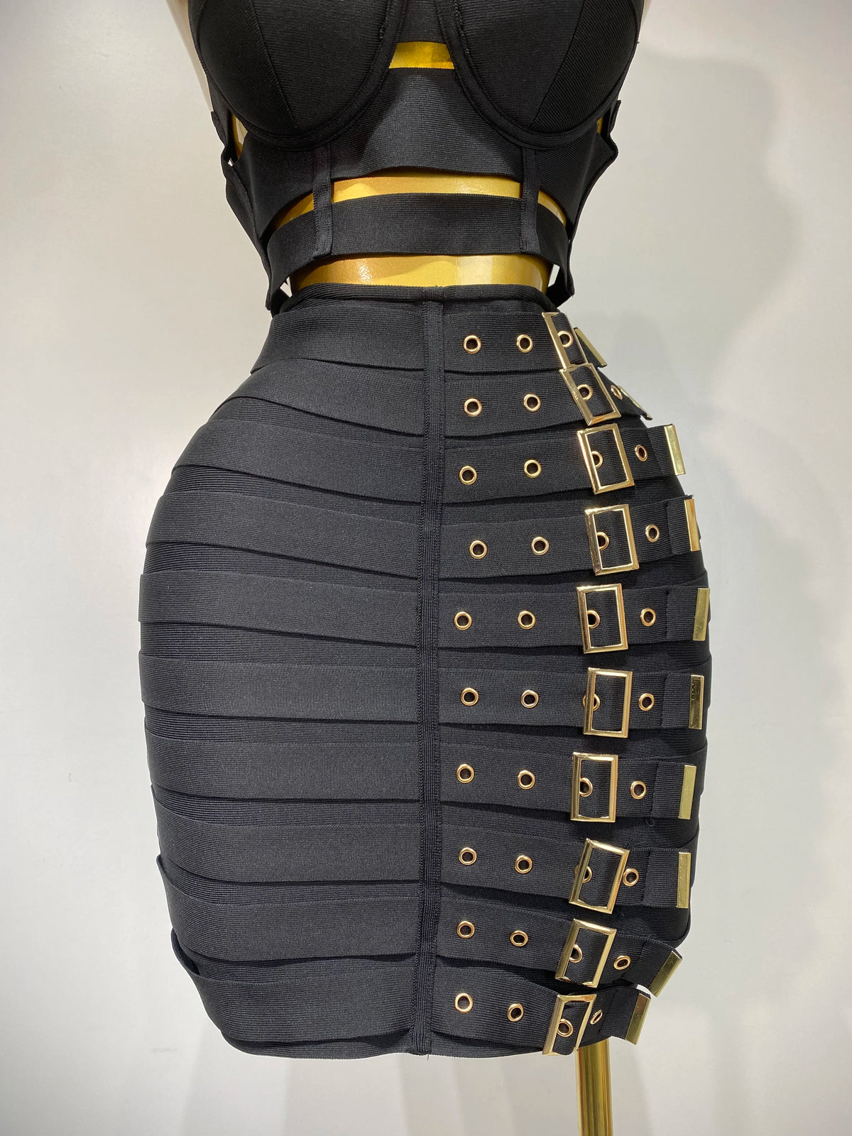 Women Sexy Black Cut Out Bodycon Bandage Skirt Two Piece Set Celebrity High Street Evening Birthday Club Party Outfits
