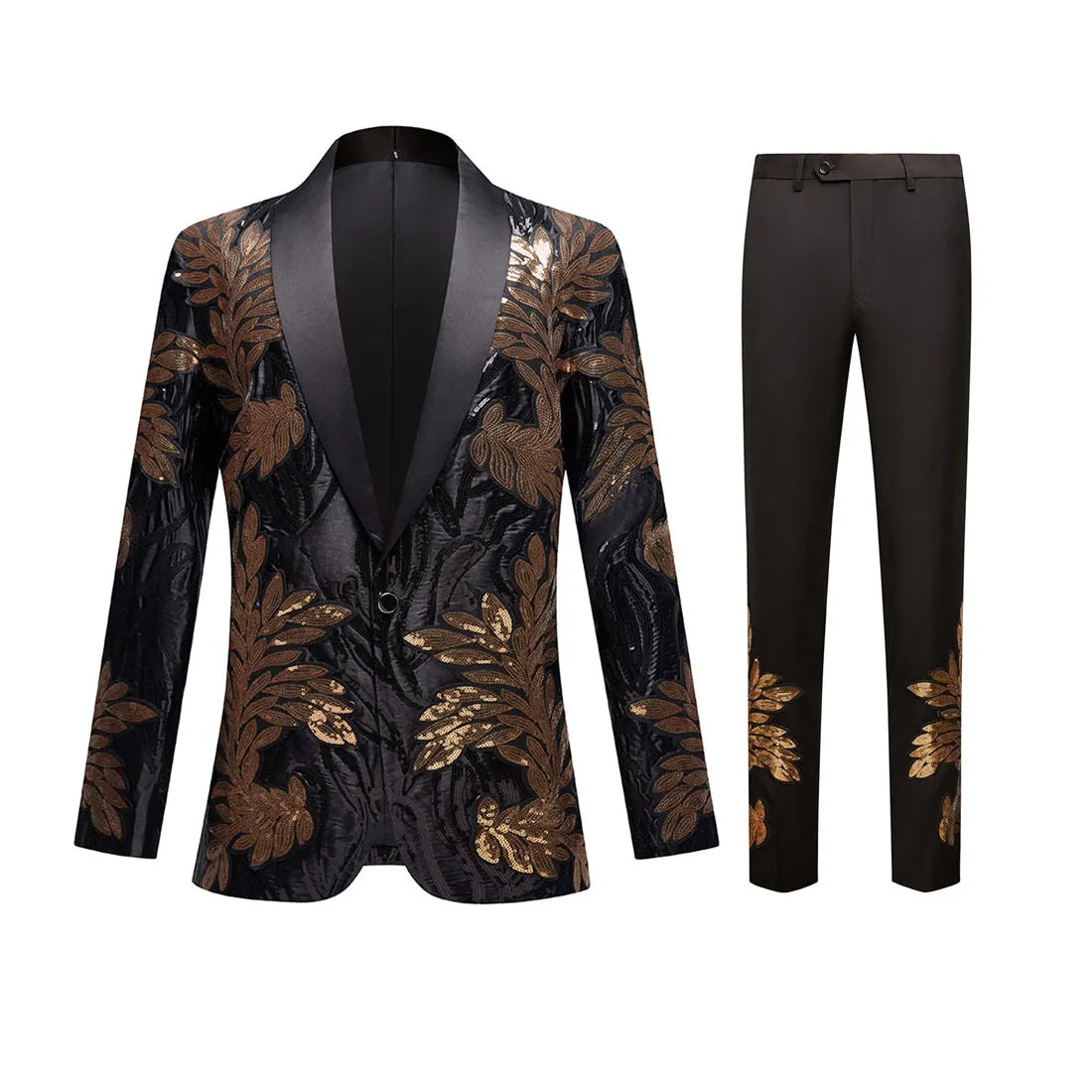 Traje de dos piezas con lentejuelas y calcomanías de posicionamiento para hombre, para banquete de boda, cantante, vestido, top y pantalones 