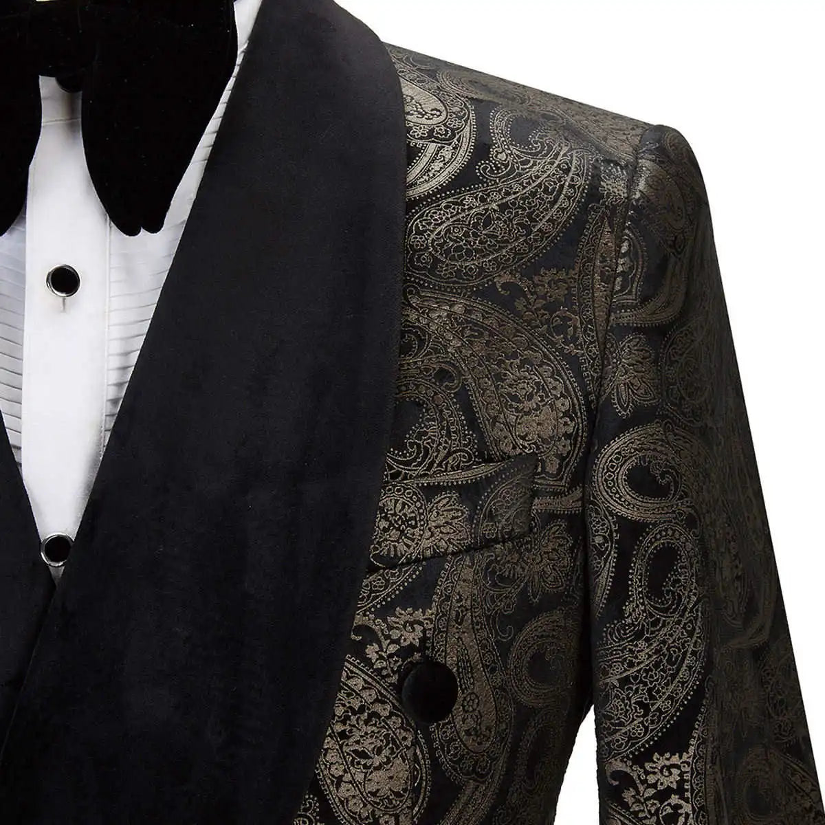 Retro Men Suits Jacquard Shawl Lapel Blazer 2 Pieces Set Double Breasted Celebrity Tuxedo Groom Coat Customized Jacket Pants