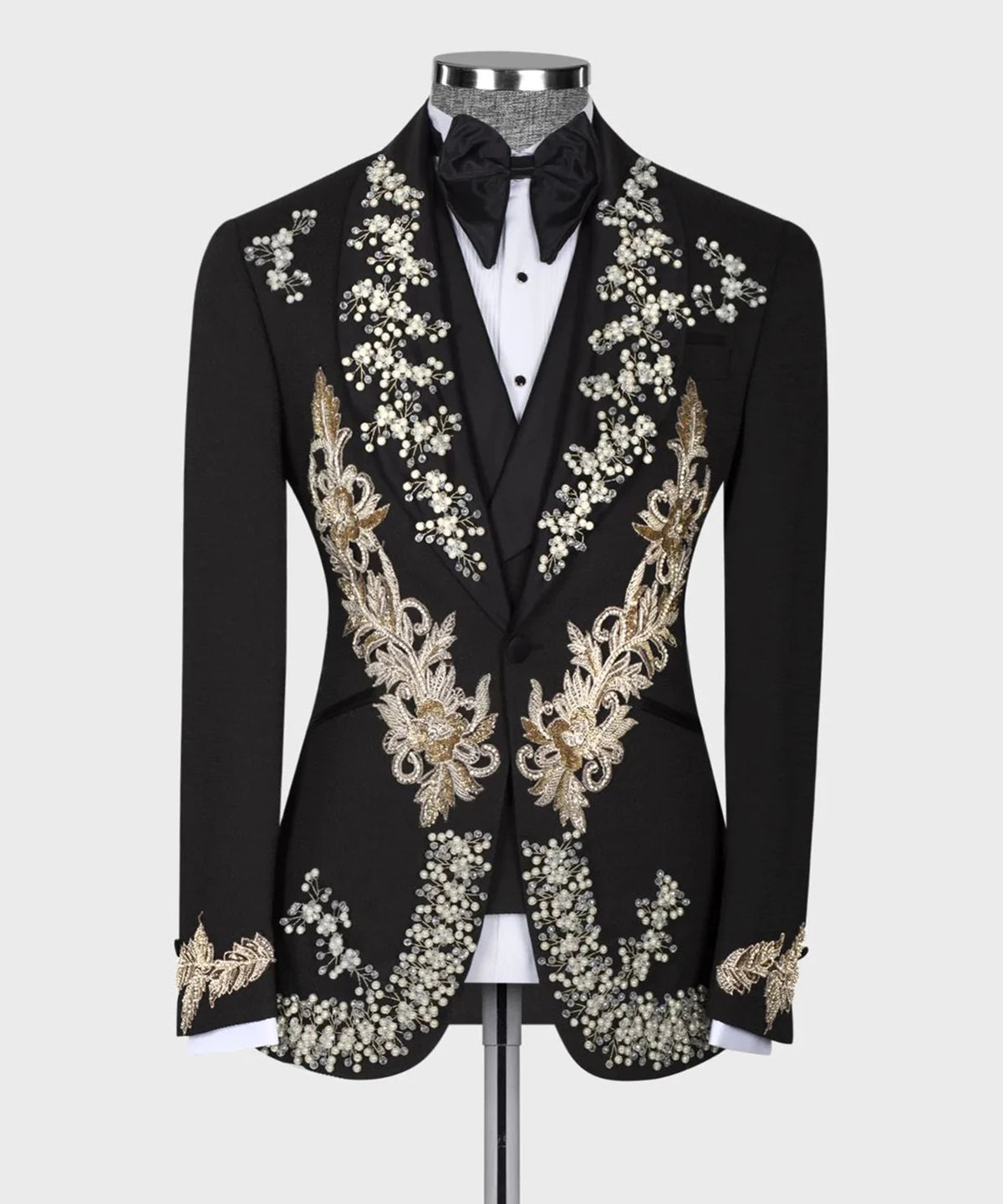Traje de lujo para hombre, a medida, 2 piezas, blazer, chaleco, esmoquin, un botón, apliques de lentejuelas con cuentas, corte entallado, para boda, novio, graduación, a medida.