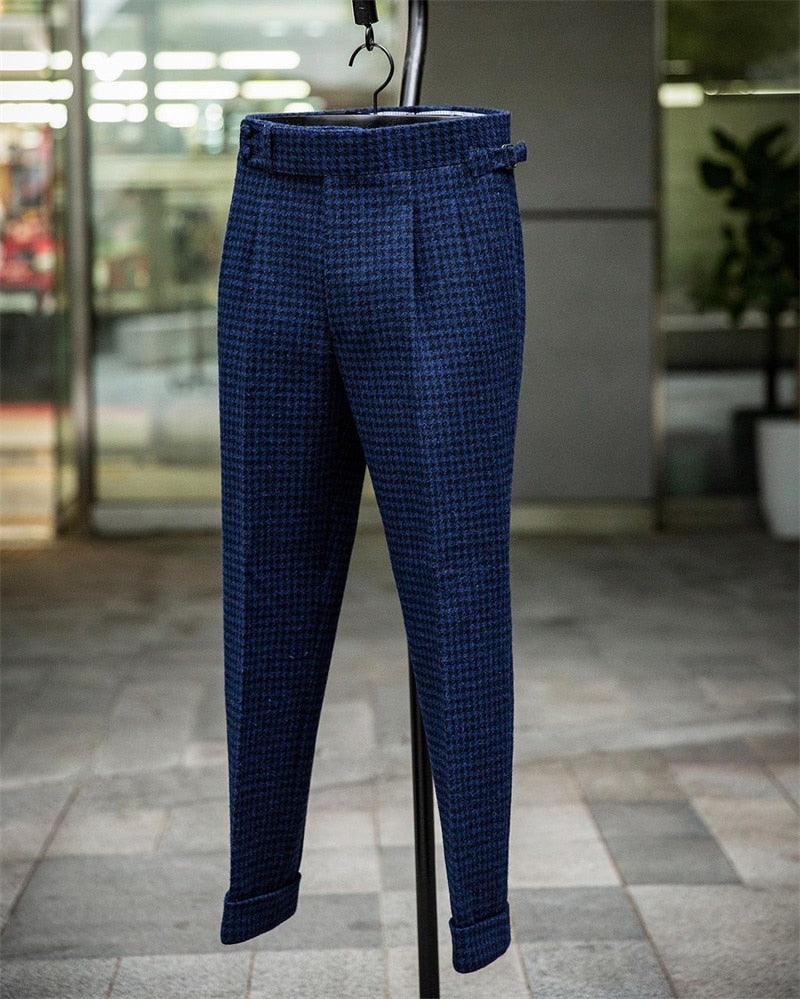 Conjunto de traje azul para hombre, 3 piezas, a medida, de lana de invierno, blazer, chaleco y pantalones, para boda, graduación, esmoquin y chaqueta. 