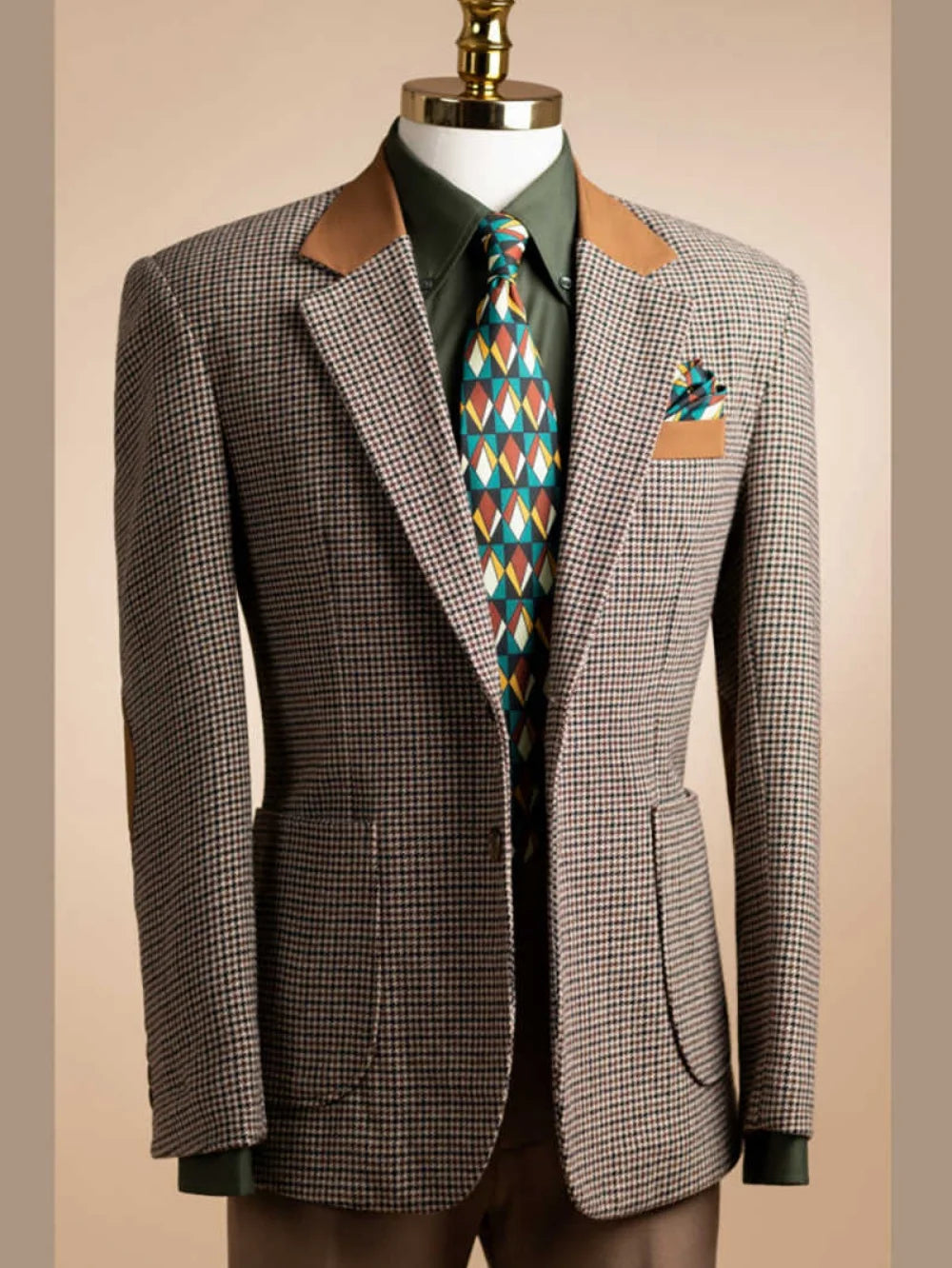 Vintage Wedding Tuxedos 1 Pcs Jacket Houndstooth Men Suit Classic Fit Notched Lapel Evening Groom Customized