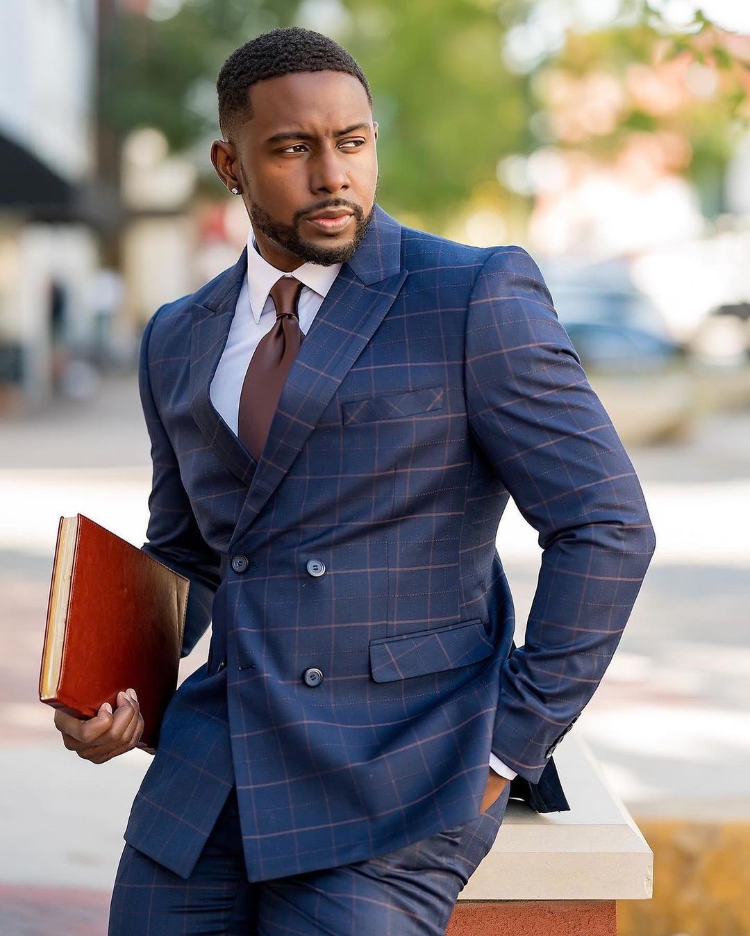 Costume homme bleu à carreaux avec veste croisée deux pièces pantalon sur mesure pour fête de mariage, occasion formelle 
