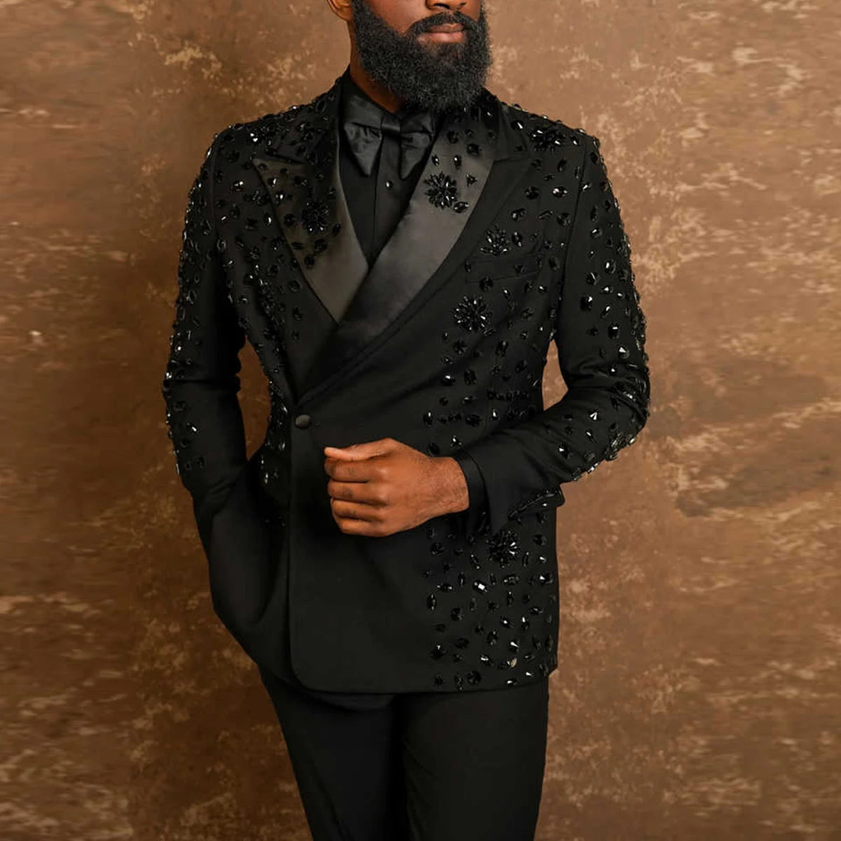 High Quality Diamond Men Suit Peaked Lapel Wedding Tuxedos 2 Pieces Sets Groom Male Blazers Slim Customized