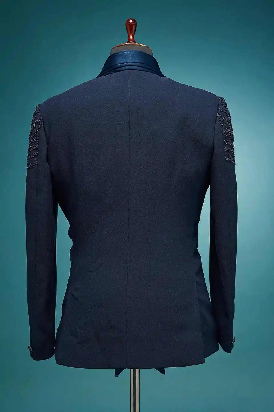 Classic Wedding Tuxedos 2 Piece Set Jacket Pants Shawl Lapel Men Suit Beaded One Button Groom Wear Party Suits Customized
