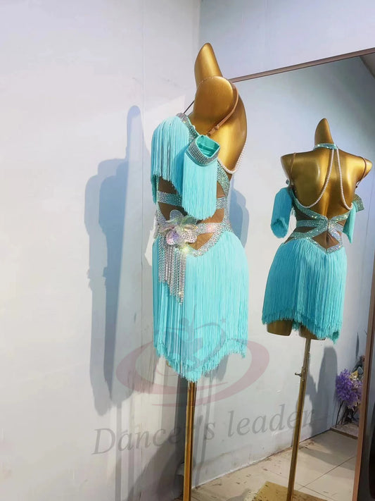 Latin Dance Dress High-end Custom Full Tassel with Diamond Suspender for Women's Adult Stage Samba Dance Professional Clothing