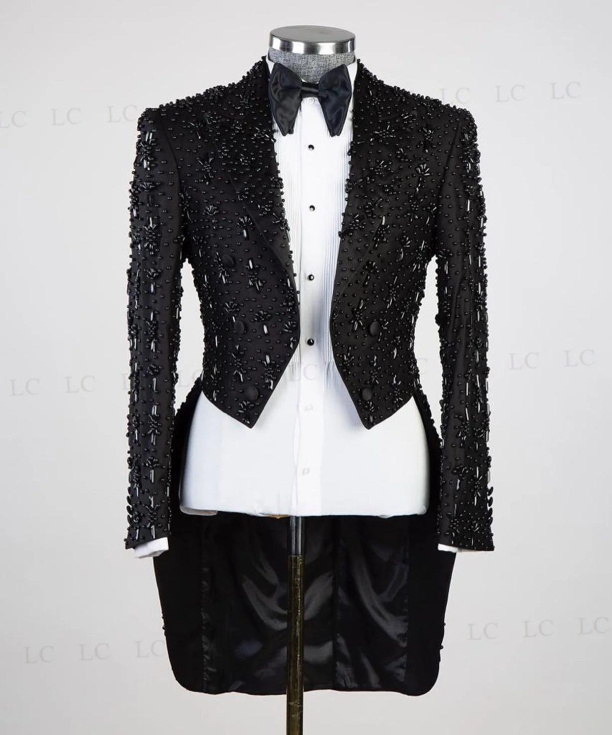 Costume 2 pièces luxueux pour homme, avec cristaux, perles et diamants, coupe slim, pour mariage, bal de promo, grande taille
