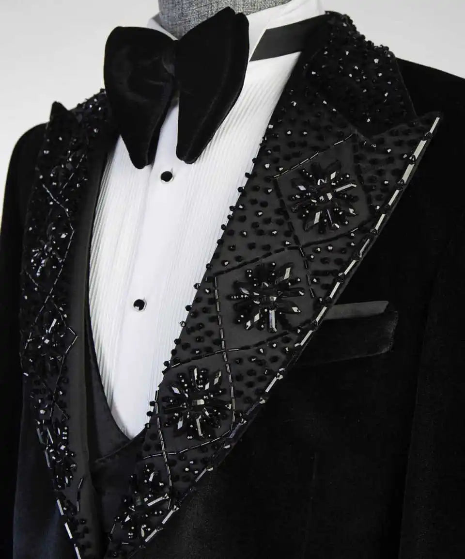 Velvet Wedding Tuxedos 1 Pcs Jacket Peaked Lapel Men Suits Fashion Single Breasted Groom Wear Party Suit Customized