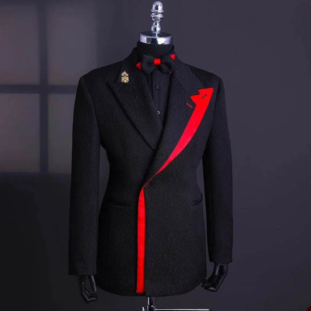 Classic Wedding Tuxedos Handsome Men Suits Peaked Lapel 2 Piece Set Jacket Vest Business Blazers Customized High Quality
