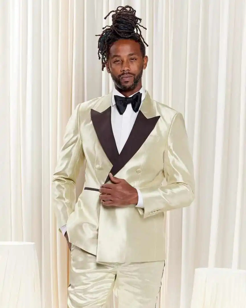Gorgeous Wedding Tuxedos 2 Pcs Jacket Pants Men Suit Classic Fit Double Breasted Male Outfits Evening Party  Customized