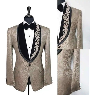 Classic Wedding Tuxedos Jacquard 1 Piece Set Jacket Formal Men Suit Shawl Lapel One Button Evening Suits Customized