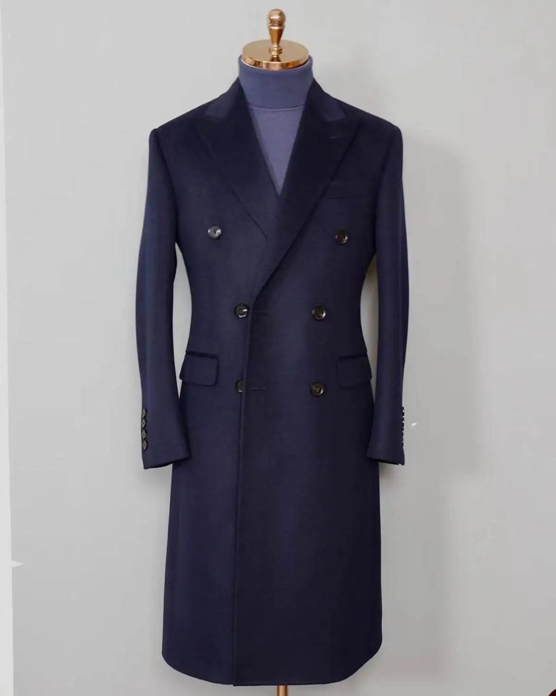 Classic Autumn Men Long Jacket Peaked Lapel Double Breasted Blazer Business Slim Fit Custom Made Only Coat