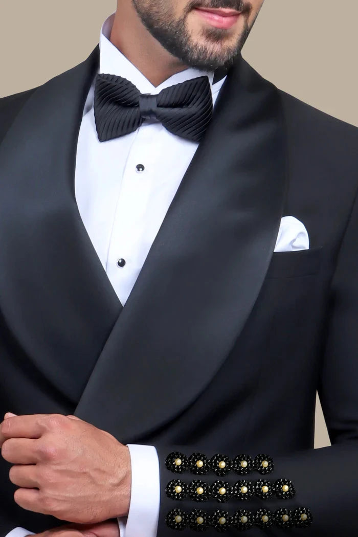 Luxurious Men Suits for Wedding Beading Pearls Shawl Lapel Blazer 2 Pieces Set Tuxedo Groom Coat Customized Jacket Pants