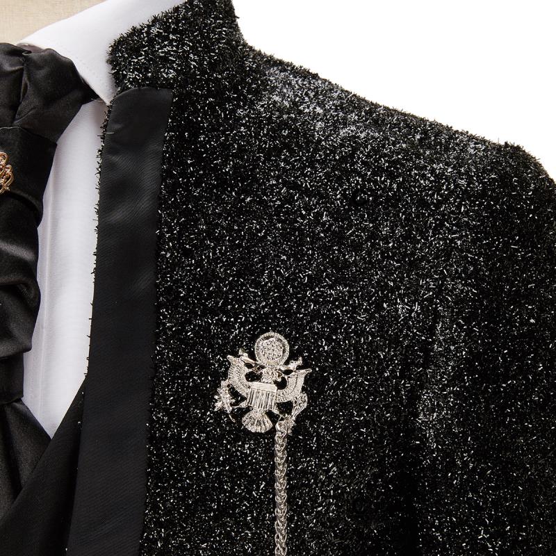 Conjunto de traje negro de lujo para hombre, traje formal de 3 piezas para boda, novio, esmoquin, hecho a medida, para caballero, para oficina, fiesta, chaqueta y abrigo. 