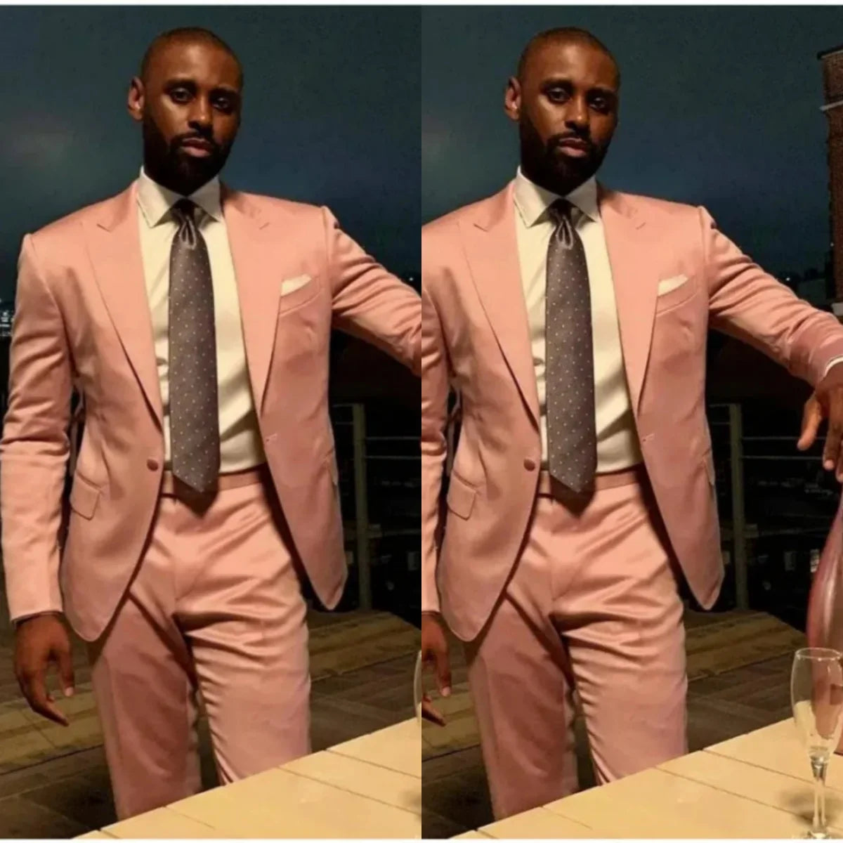 Fashion Man Tuxedos One Button 2 Pcs Jacket Pants Wedding Suit Simple Long Sleeve Evening Groom Party Outfits Customized