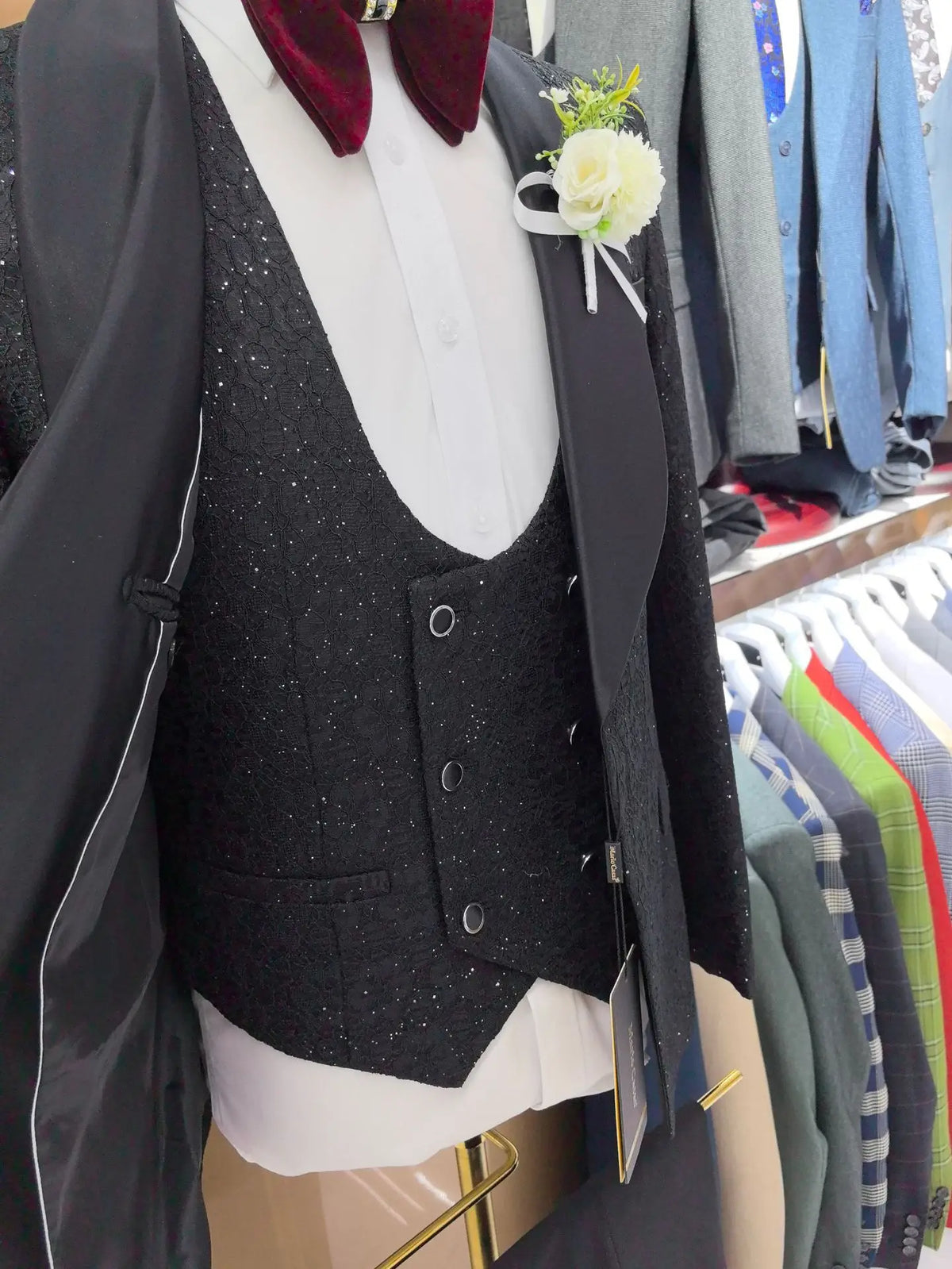 Formal Floral Men's Suit Wedding Groom Tuxedo Three Piece Black Party Dress Slim Fit Design Elegant Men's Suit Suits for Men