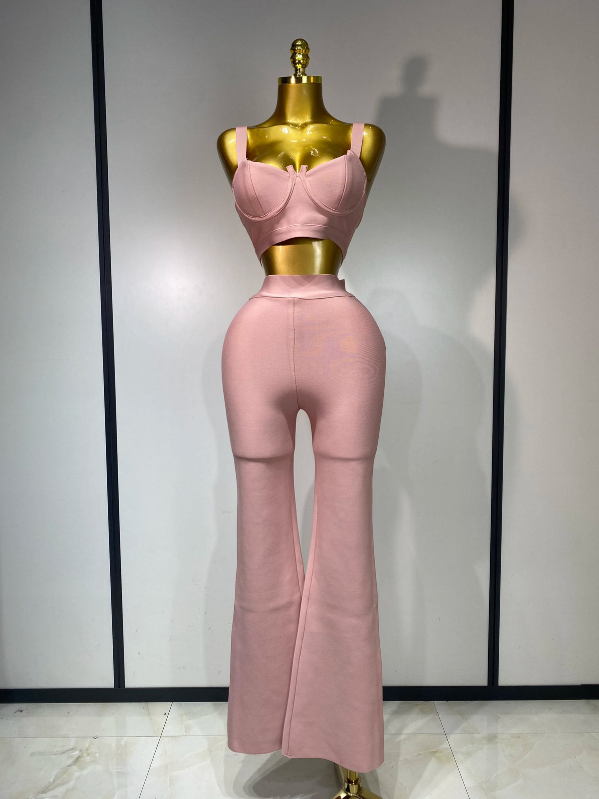 Women Sexy Bandage Crop Top Pant Set Evening Party Club Luxury Birthday High Street Fashion Elegant Luxury Birthday Outfit