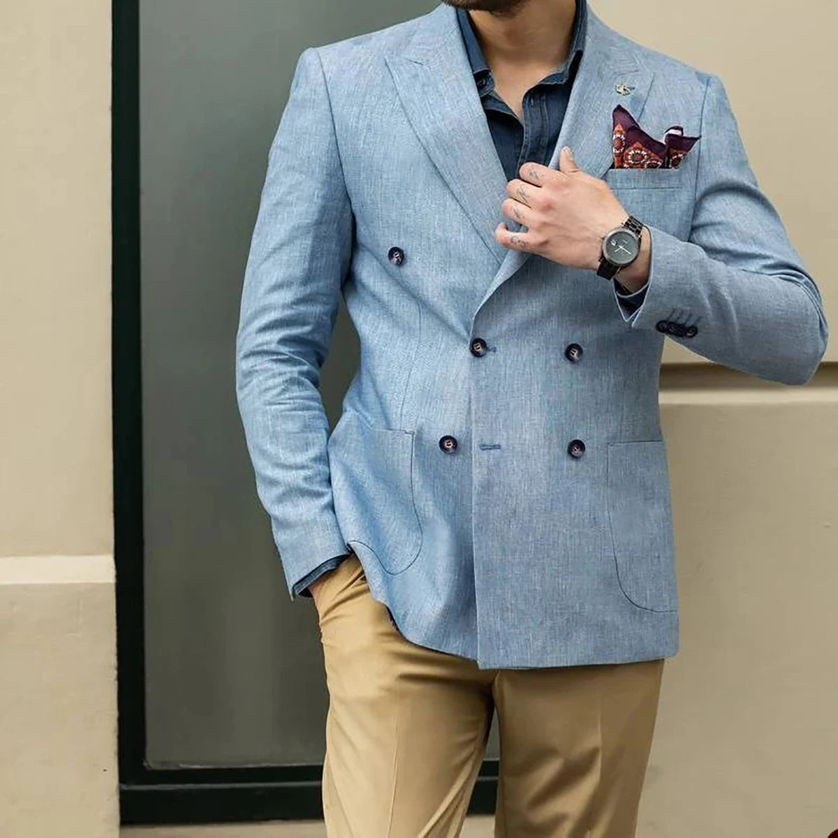 Costume de marié classique, smoking de mariage, revers pointus, croisé, blazer slim, 2 pièces (veste + pantalon), sur mesure